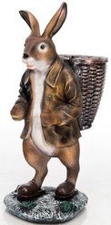 Фигура садовая Заяц с корзиной на спине h80см F01042-Br