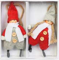 Набор украшений Мальчик и Девочка 2шт 12,5см, серо-красный, SYXTSE-5625213