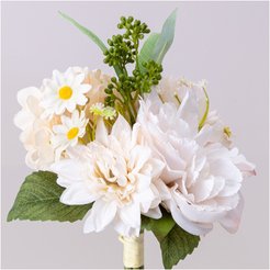 Композиция искусственных цветов Георгины белые 32см