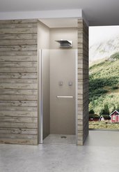 Дверь в нишу VEGA 80.1-89.9см,распашная на рояльной петле (двусторонняя) с полотенцедержателем,6мм