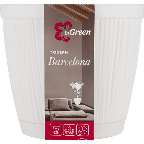 Горшок пластиковый InGreen Barcelona 1,8л d15,5см белый