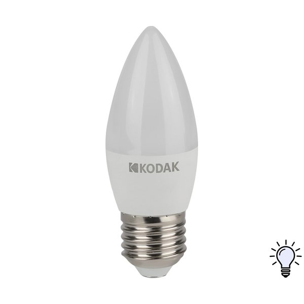 Лампа светодиодная Kodak B35-7W-840-E27 7Вт Е27 свеча 4000К свет нейтральный белый