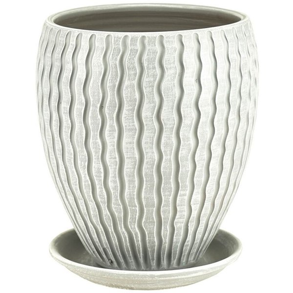 Горшок керамический Мане конус бело-серый d15см