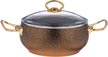 Кастрюля Agness Mercury 1,8л антипригар., алюминий кованый, крышка стекло, золотой мрамор