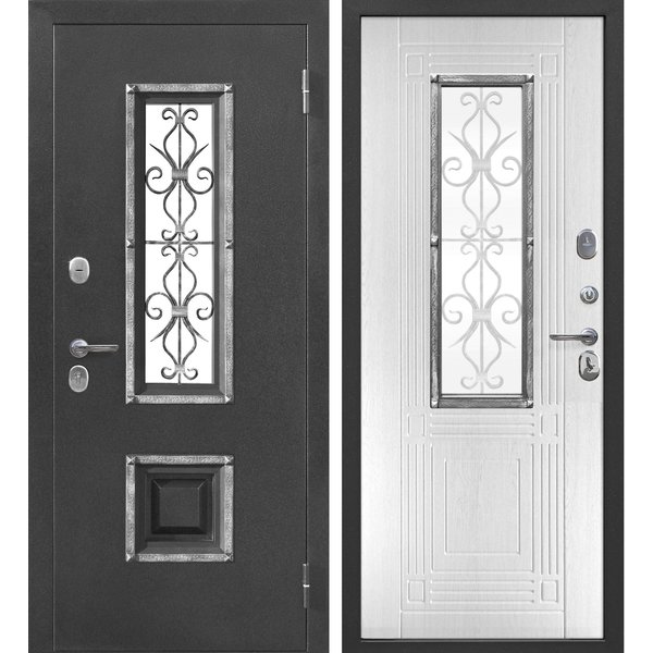 Дверь входная Венеция серебро белый ясень 860х2050мм правая