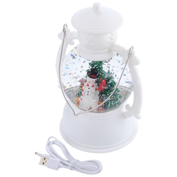 Фонарь светодиодный музыкальный Снеговик 14х11х20см, цвет: белый, от USB, SYSQ-3123093A