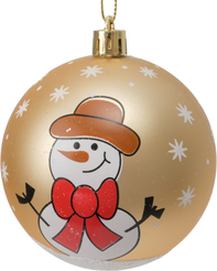 Шар с узором Снеговик 8см, золото, SYQC2-0125094