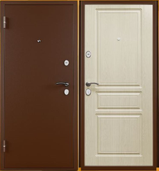 Дверь входная Титан антик медь ясень белоснежный 860х2050мм правая