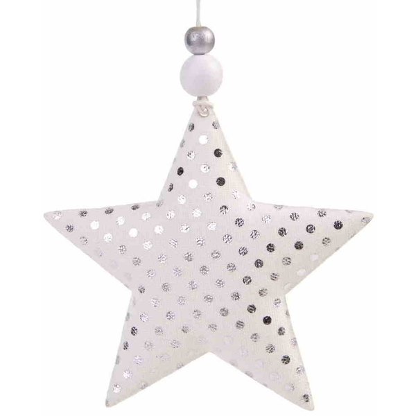 Украшение подвесное Звезда с серебряными кружочками 10,5x1,5x10,5см 89497