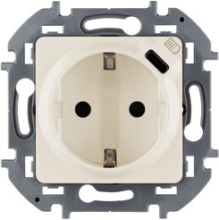 Розетка встраиваемая LEGRAND Inspiria 673771 с заземлением/USB цвет слоновая кость