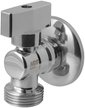 Кран латунный шаровый угловой 1/2"х3/4" усиленный,хромированный с отражателем, наружная резьба