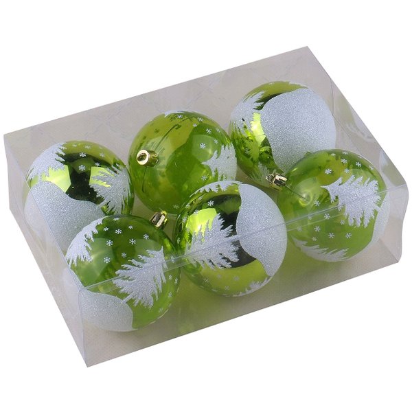 Набор шаров 6шт 8см яблочно-зелёный SYQD-0121201