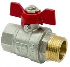 Кран латунный шаровый V&G 1" внутренняя-наружная резьба, ручка бабочка