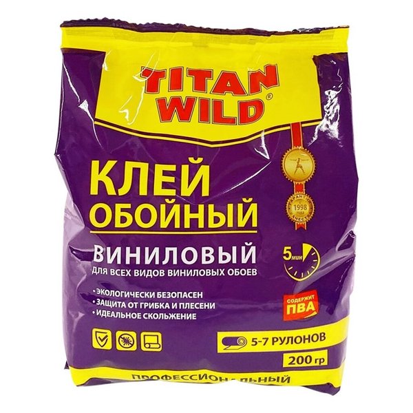 Клей обойный виниловый Titan Wild в мягкой упаковке 200 гр.