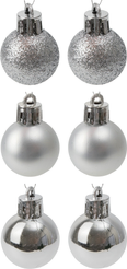 Набор шаров 6шт 3см серебро (глянец 2шт, матовые 2шт, глиттер 2шт) SYQA-0124043-S