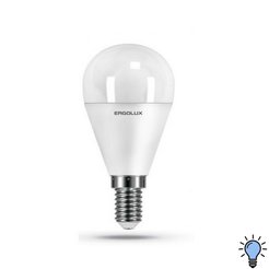 Лампа светодиодная Ergolux LED-G45-9W-E14-6K шар 9Вт E14 6500K 172-265В холодный свет