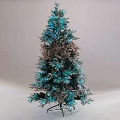 Ель искусственная Каролина 180см, флокированная, 472LED, холодный белый свет ПЭ+ПВХ