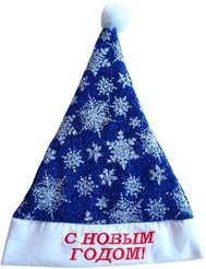Колпак новогодний Снежинки 28х40см синий SYMZA-1125067