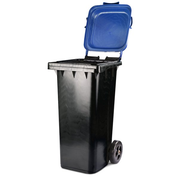 Бак для мусора 120л на колесах черно-синий М4667