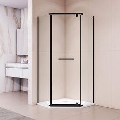 Уголок душевой RGW PA-82-B (90х 90х195) Трапеция,Чёрный,Прозрачное,6мм (Easy)               