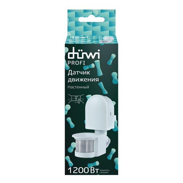 Датчик движения duwi настенный DD-01 180° 10-420с 5-12м 1200Вт IP44 белый 25823 0