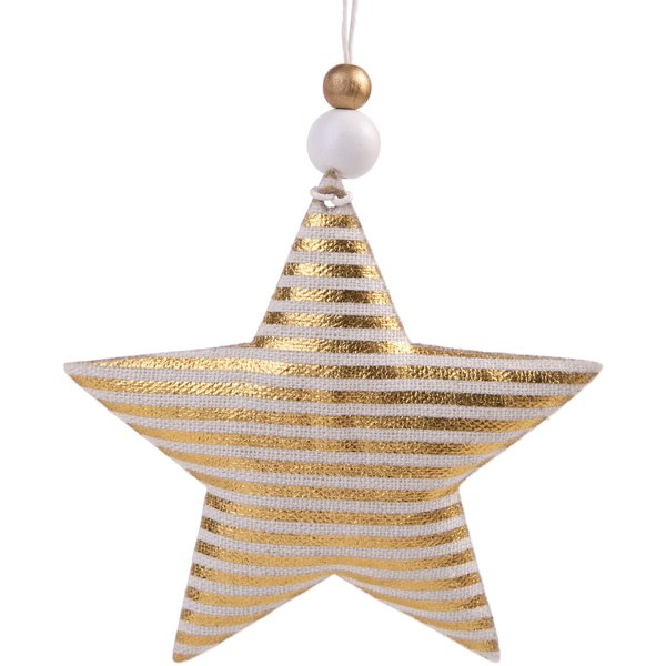 Украшение подвесное новогоднее Золотая звезда в полоску 10,5x1,5x10,5см,81482