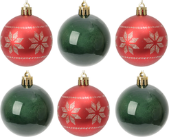 Набор шаров 6шт 6см, жемчужно-зеленый+красный, SYQB-0125004