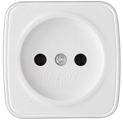 Розетка накладная Электра IP20 10А без заземления цвет белый