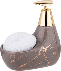 Дозатор д/моющего средства Lefard Fantasy 350мл 16х11х9см+губка, коричневый, керамика