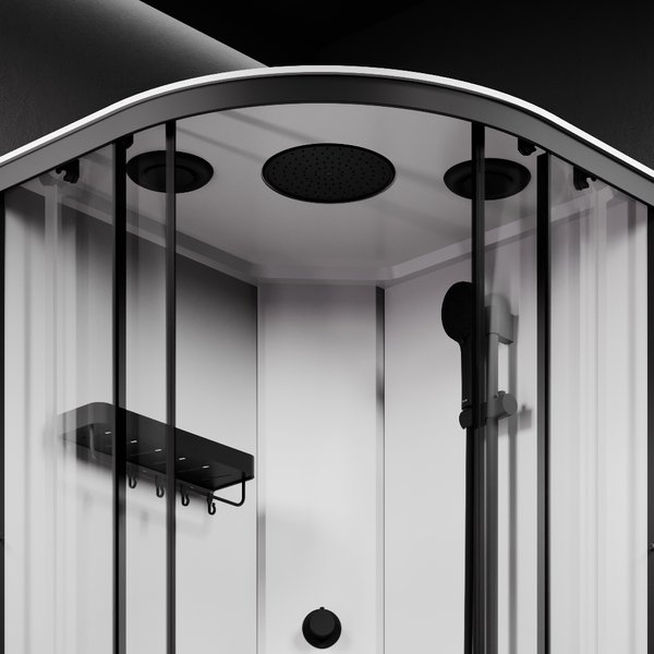 Кабина душевая AM.PM X-Joy 90x90 W94C-401-090BT, 1/4 круга, профиль мат.черный, стекло прозрачное