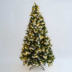 Ель искусственная Норвежская 270см, заснеженная, с шишками, 500LED, ПЭ+ПВХ