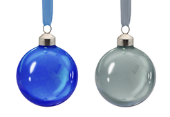 Шар новогодний 8см синий/серый арт.90722