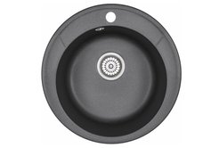 Мойка для кухни врезная Granula 4802 48х48см глубина чаши 18см, кварц, черный