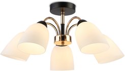 Люстра на штанге TR303023/5 BK/GD/FR черный/золото/белый матовый E27/5 max 60W D580х250