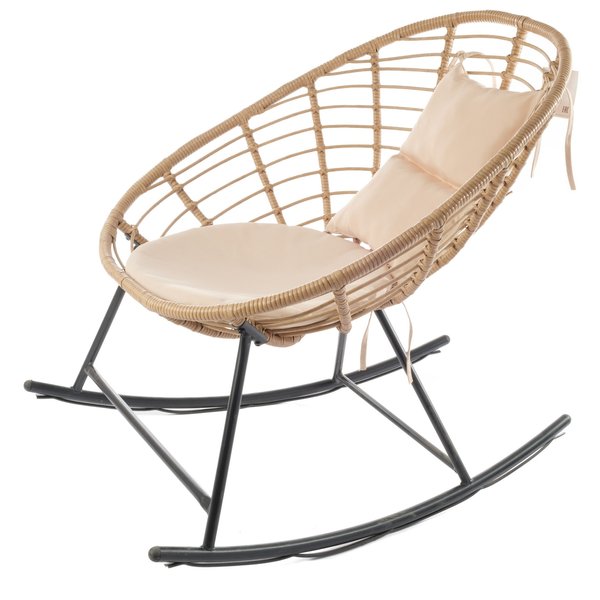Кресло-качалка садовое Мартиника 92х73см h90см, ротанг искусственный, бежевый, SG-22030