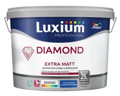 Краска для стен и потолков Luxium Diamond Extra Matt BW глубокоматовая белая (9л)