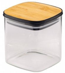 Банка д/сыпучих продуктов квадратная Bamboo 650мл стекло, крышка бамбук