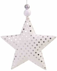 Украшение подвесное Звезда с серебряными кружочками 10,5x1,5x10,5см 89497