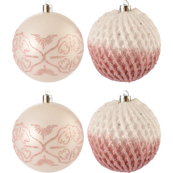 Набор шаров 4шт 8см белый+нежно-розовый, SYQB2-0123088
