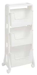 Этажерка универсальная Violet Лофт 39,5х26х94,3см 3-х ярусная на колесах, белый, пластик