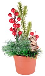 Украшение настольное в горшке 18,5см с ягодами и шишками SYWD-0321213