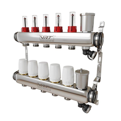 Группа коллекторная с расходомерами VRT 1"x3/4" 5 вых.нерж.сталь