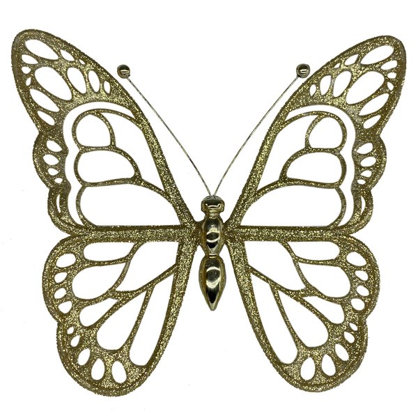 Украшение елочное Бабочка малый золото 120х140х10мм