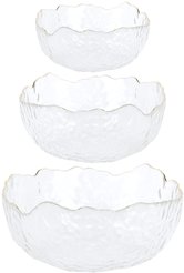Набор салатников Nouvelle Home Frost 3 шт 350мл/700мл/1,3л, 12,5см/15,5см/19см стекло