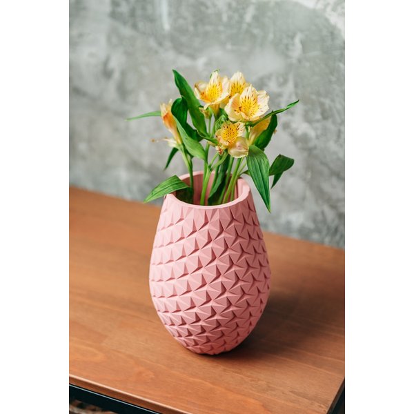 Ваза декоративная из гипса Оригами 17см для сухих растений розовая