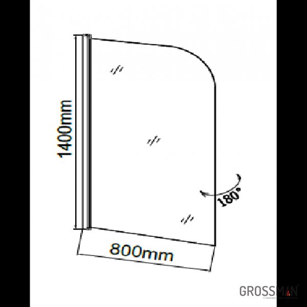Шторка для ванны Grossman GR-100 (140х80) стекло прозрачное 6мм