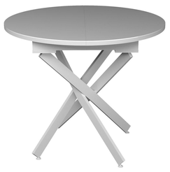 Стол обеденный раздвижной Бордо D1000/1310х750мм круглый, МДФ/стекло/металл белый