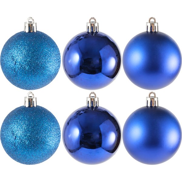 Набор шаров 6шт 6см синий (глянец: 2шт, матовые: 2шт, глиттер: 2шт), SYQA-0123123-B