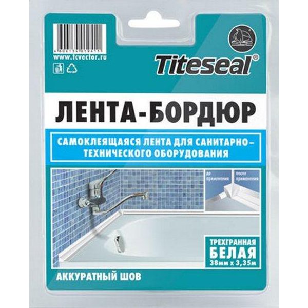 Лента-бордюр Titeseal для ванных трёхгранная 38мм х  3,35м