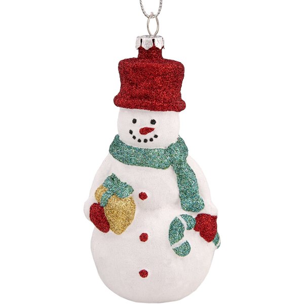 Украшение подвесное новогоднее Снеговик с подарком 6.1х5.9х11.5см,80533